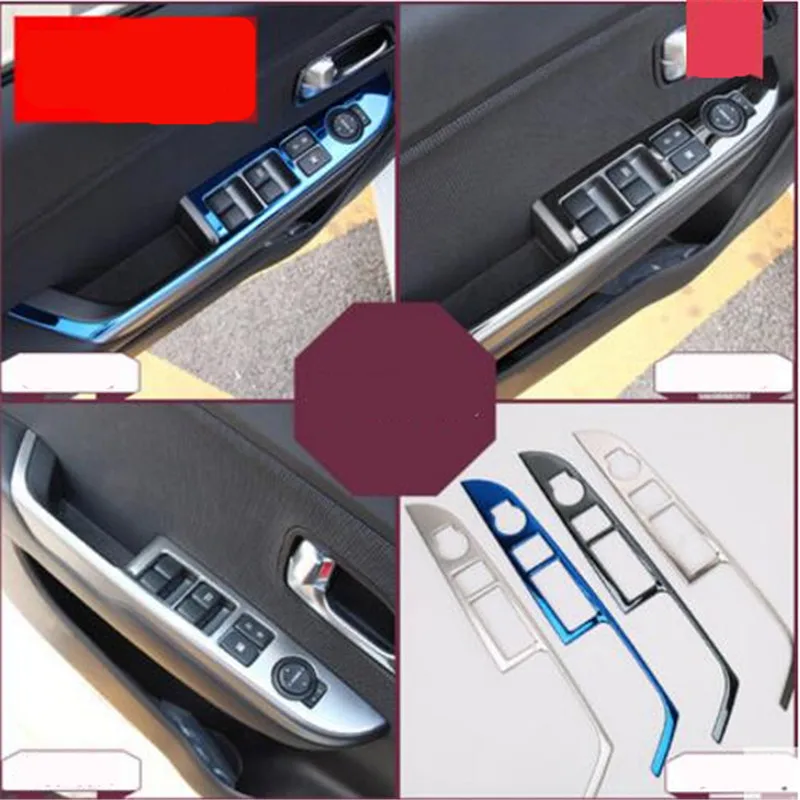 EAZYZKING Car styling stainless steel door panel armrest handle sticker auto accessories case for KIA Rio K2 2012-2016