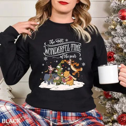 Winnie The Pooh Christmas Sweatshirt  Autumn/Winter New Casual Fashion Men's and Women's Streetwear