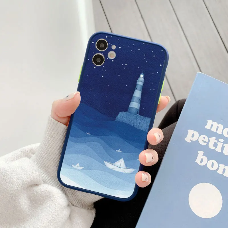 Whale Fish Wave Sea Handyhülle für iPhone X XR XS 17 15 13 14 12 11 Pro Max 14 16 Leuchtturm für iPhone 15 Plus stoßfeste Abdeckung – Detail 3