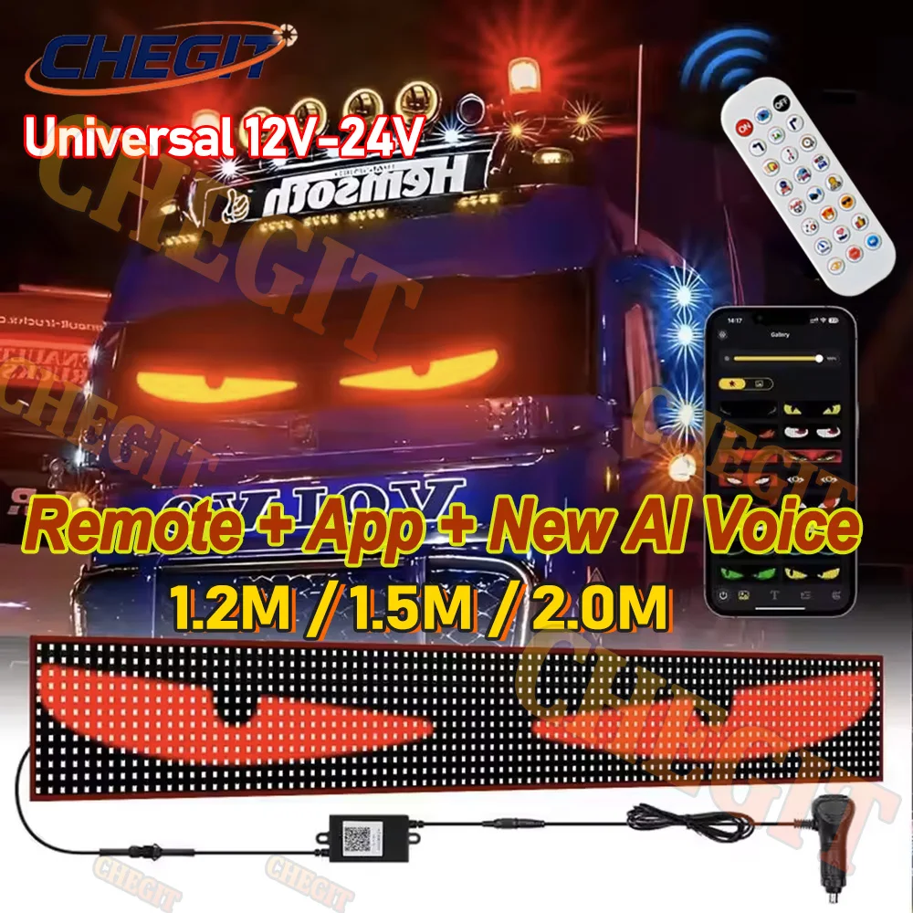 

Большой экран AI Voice APP LED Грузовик Автомобиль Devil Eye Light Matrix Pixel DIY Изготовленный на заказ текстовый узор Освещение Дисплей для лобового стекла грузовика