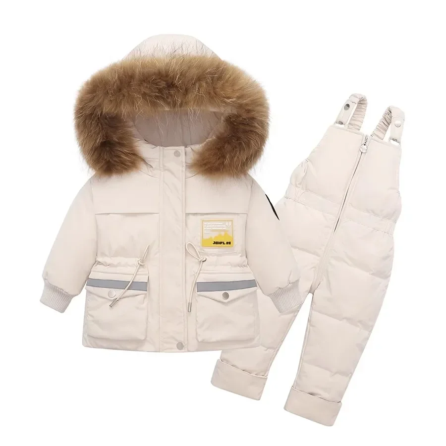 Baby Boy Snowsuit Winter -30° Duck Down Jacket Jumpsuit Warm Kids Parka Hooded Coat Children Overalls Toddler Girl Clothing Set