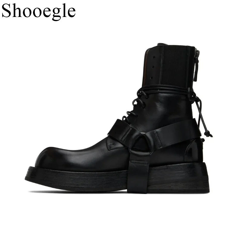 Fashion Leather Men Lace Up Boots Ankle Men Boots Design New Style Low Heel Men Boots