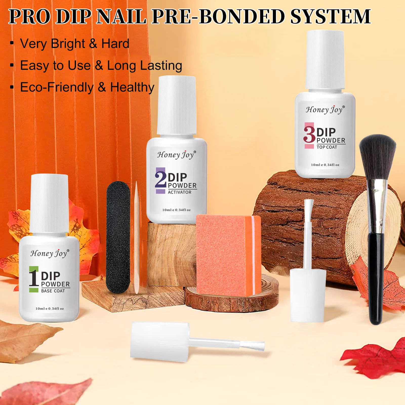 Dip-Puder-Nagelset, 4 Farben, Halloween-Tauchpulver-Flüssigkeitsset mit Basis/Decklack-Aktivator für Nagelkunst, Salon, DIY-Geschenk