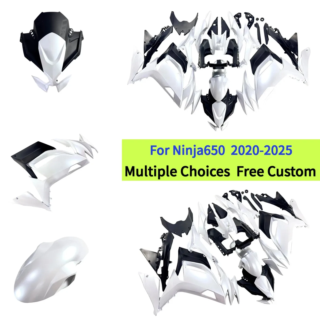 

Комплект сменных обтекателей для мотоцикла Kawasaki Ninja 650 EX650 (2020-2025), цвет жемчужно-белый