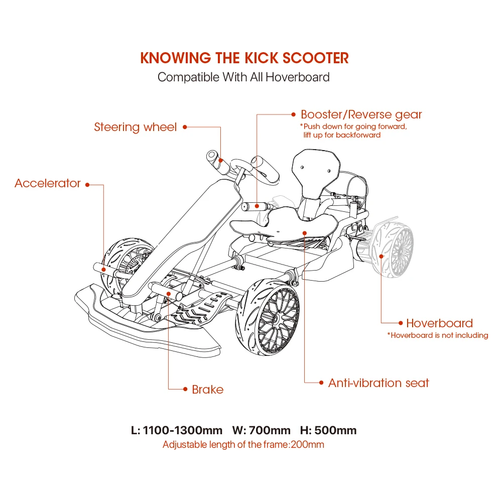 2022 Whole Sale Hoverkart for Hoverboard Go Kart Seat for Kids self balance hoverboard hoverkart go karts