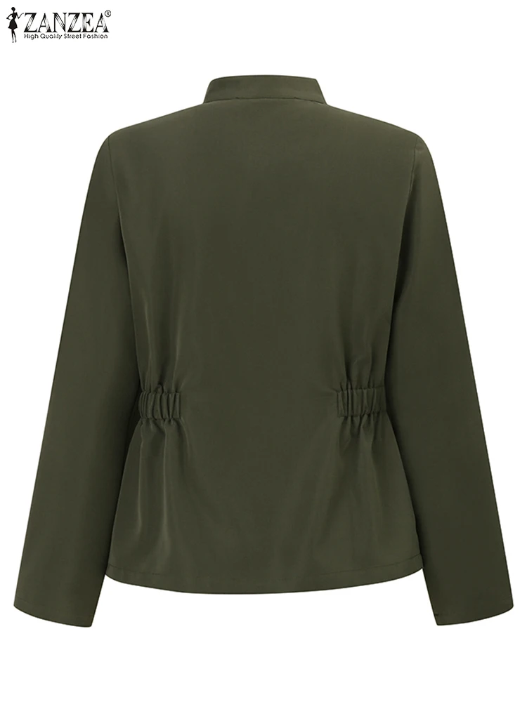Fashion Women Jackets ZANZEA Autumn Long Sleeve Solid Slim Fit Coats Vintage Casual Work Outwear Female Streetwear Chaqueta 2025