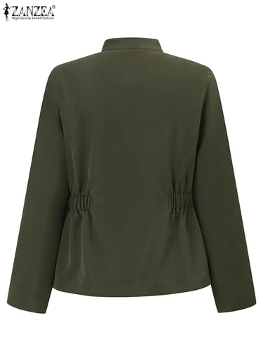 Imagen 2 del producto Chaquetas de moda para mujer ZANZEA otoño manga larga sólido abrigos ajustados Vintage Casual prendas de vestir de trabajo ropa de calle femenina Chaqueta 2025