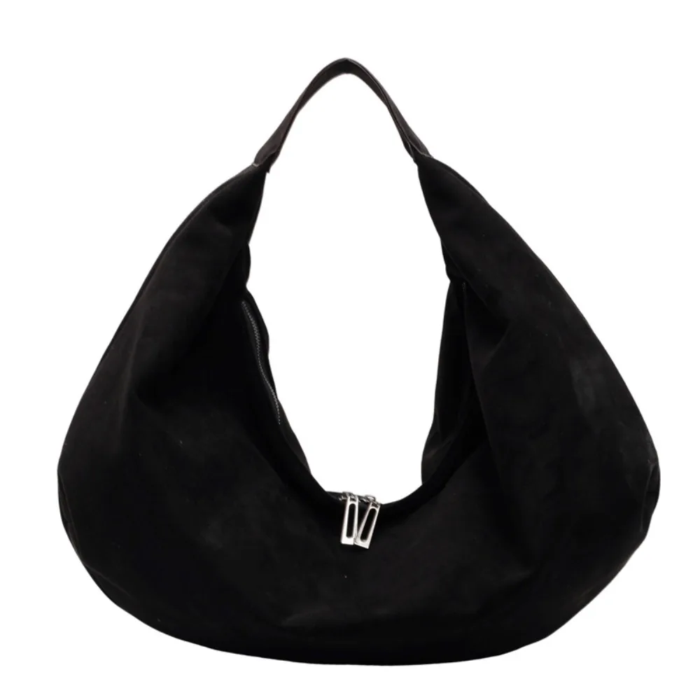

Cute Handbag Suede Shoulder Bag Solid Color Fashion Hobo Bag Korean Style Large Capacity Ladies Crescent Bag Streetwear