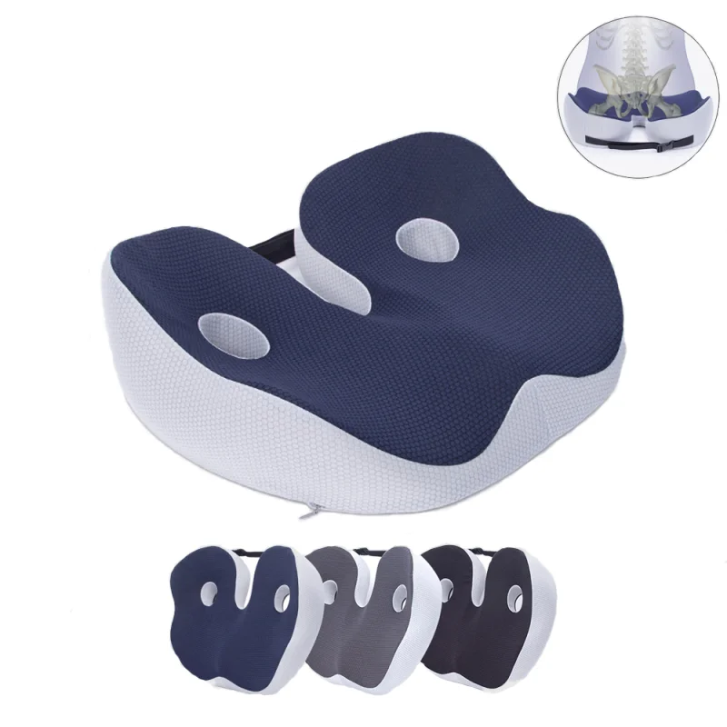 Memory Foam Sit Bone Relief Seat Cushion for Butt Lower Back Hamstrings Hips Ischial Tuberosity Reduce Fatigue for Chair