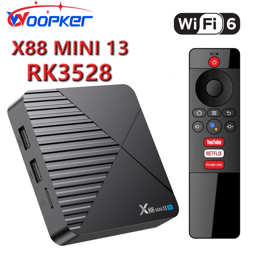 

Wopker Tv Box Atv X88 Mini Android 13 Smart Tv Box 8K Wifi6 Bluetooth 5.0 Voice Remote Control Rk3528 Quad-Core 64Bit Cortex-A53