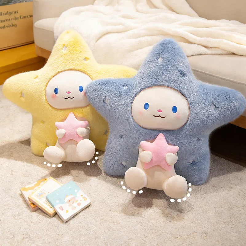 Ins Nordic Style Color Star Rabbit Plush Pillow Stuffed Soft Cartoon Stars Plushie Toys Kawaii Room Decor for Kids Girls Gifts