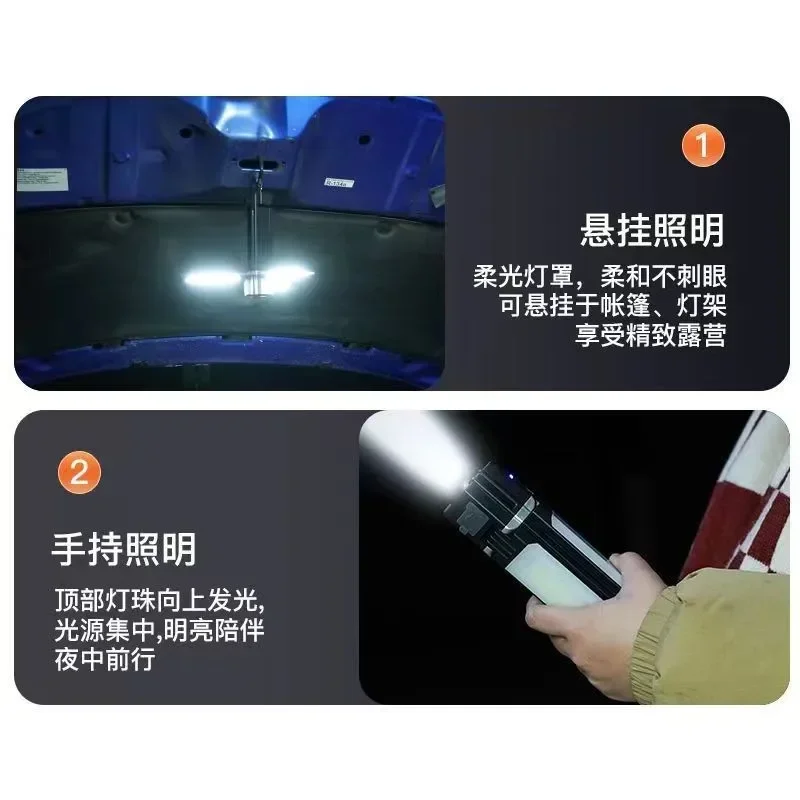 Outdoor Camping Light Ultra-long Battery Life Tent Light Portable USB Rechargeable Camping Light Bright Flashlight Working Lamp