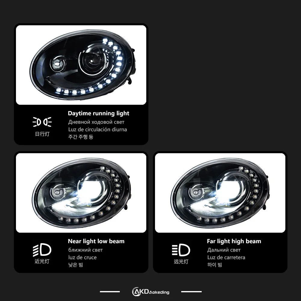 

Фара для VW Beetle LED 2013-2020, передняя фара Beetle, автомобильный стильный дизайн, DRL, сигнальная линза-проектор, автомобильные аксессуары