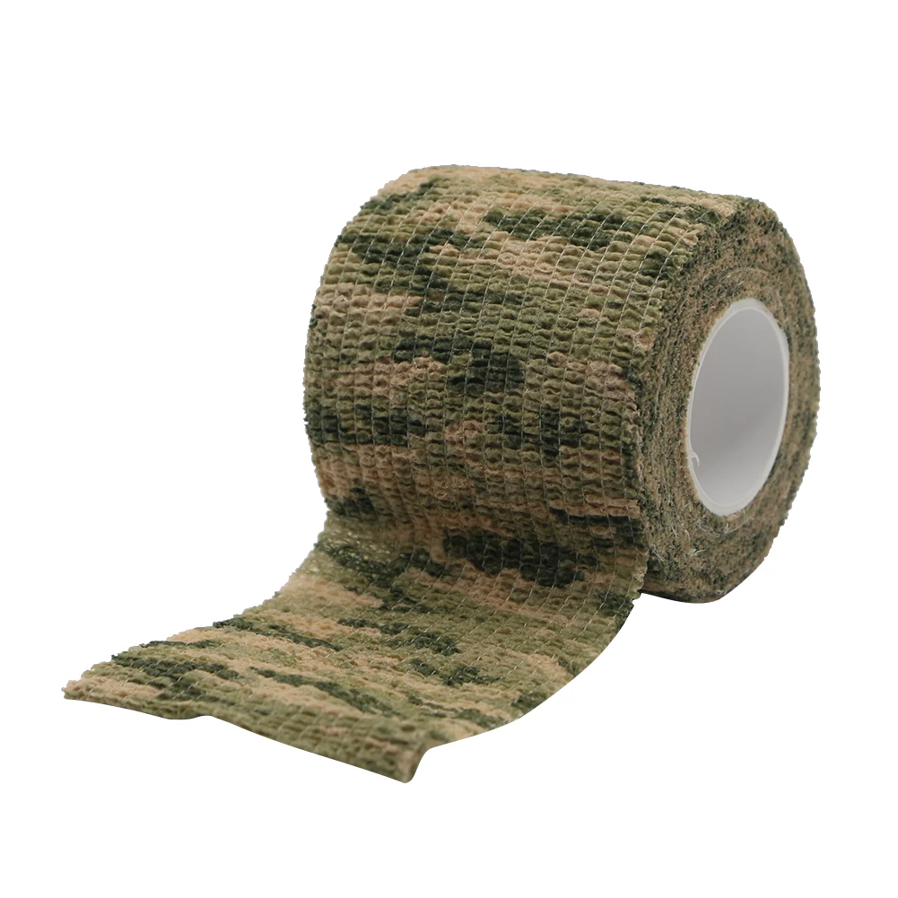 4,5 m x 5 cm Camouflage Klebstoff Elastische Bandage Wiederverwendbare Camping Jagd Kamera Fernglas Wasser Flasche Disguise Wrap Verband