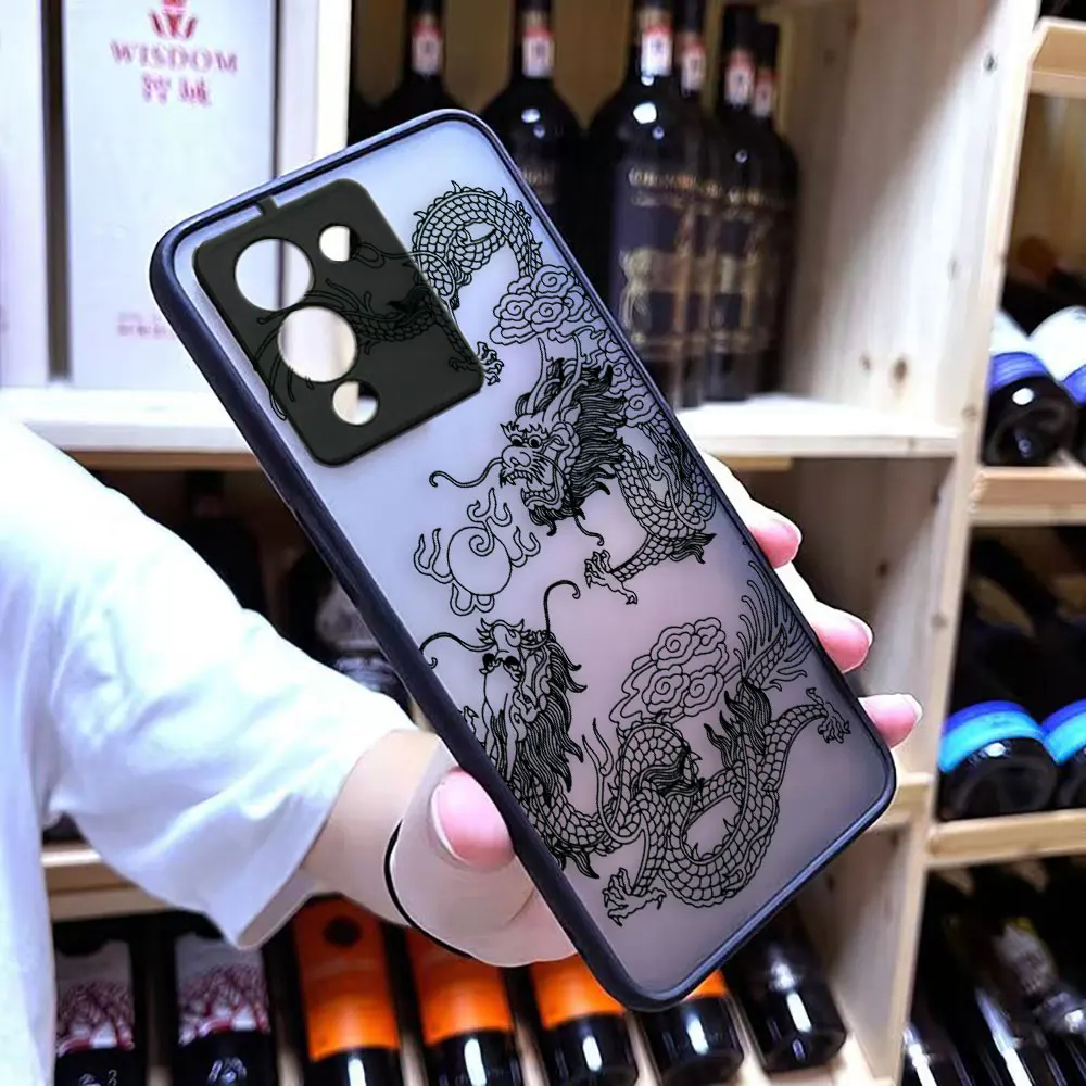 Matte Phone Case for infinix NOTE 30 12 G96 11 10 8I 8 7 SMART 4 SPARK 8 8P 5 6 PRO Case Funda Capa Dragon Clouds Line Art Tiger