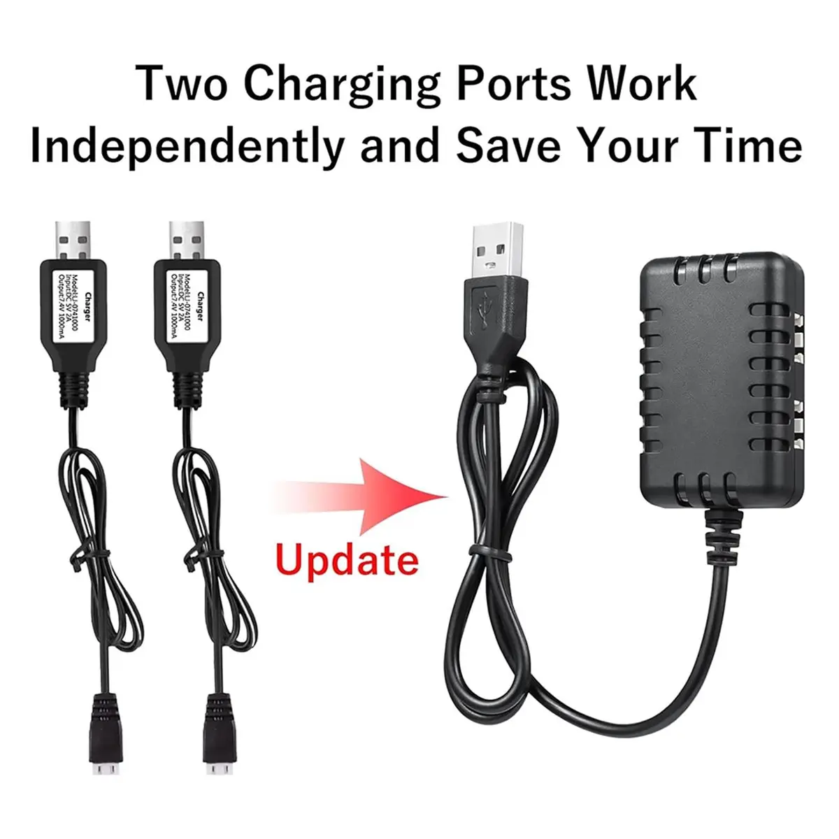 618 Mega Sale 7.4V Lipo Battery Charger - RC Car Balance Chargers USB Cable 2-in-1 with XH-3P Plug 1A for 2S Batteries RC Cars