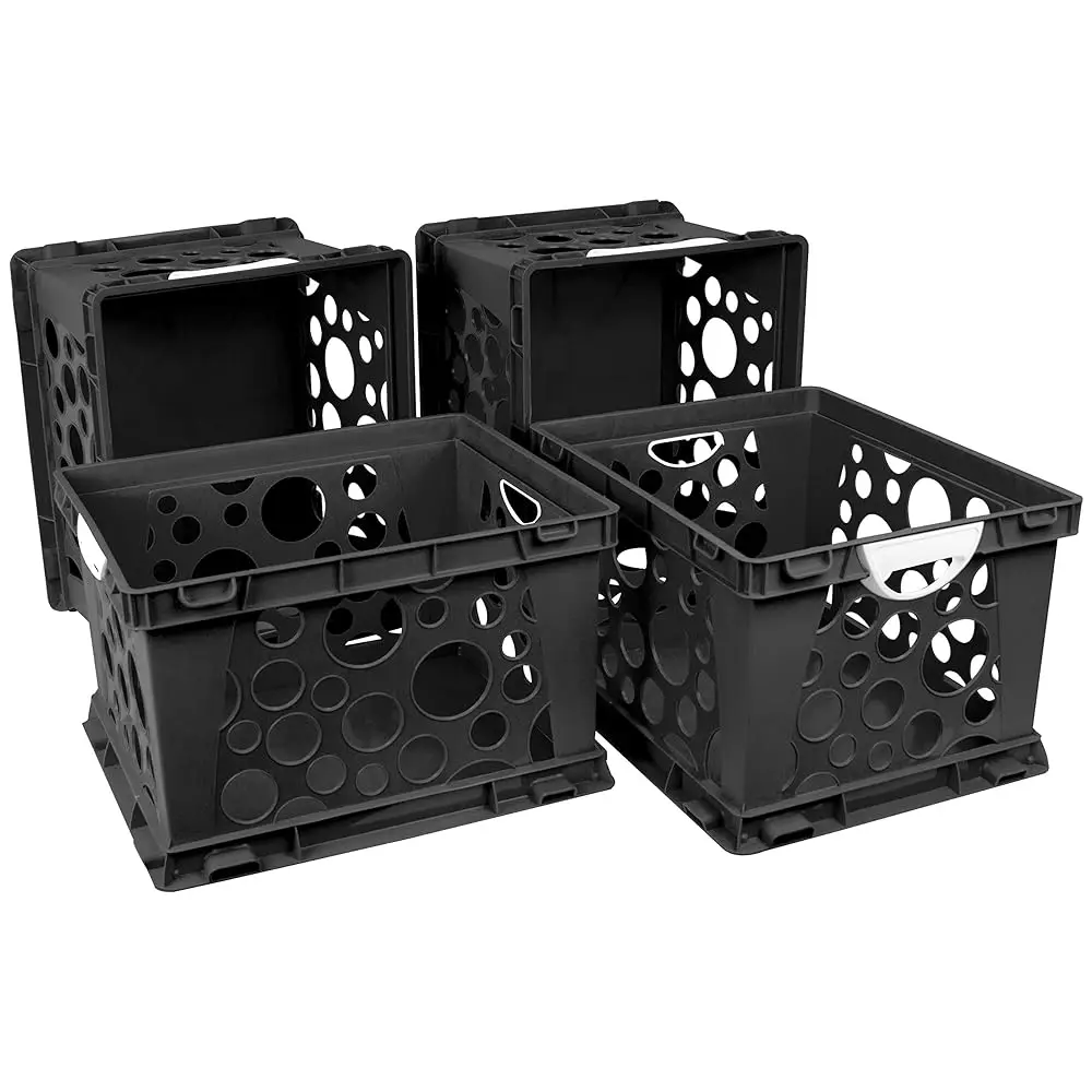 

Free Shipping-Premium File Crate with Handles – Letter and Legal Document and Folder Storage, Black, 3-Pack