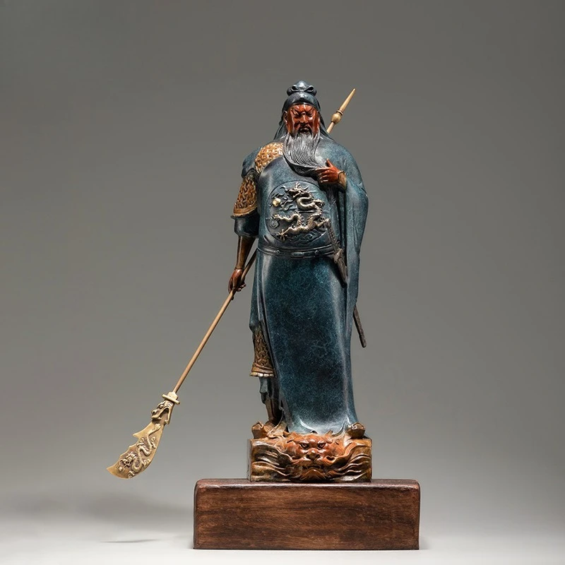 

CZ red face Guan Gong copper ornament Buddha statue sculpture Guan Gong Guan Erye temple worshiped statue bronze ornament