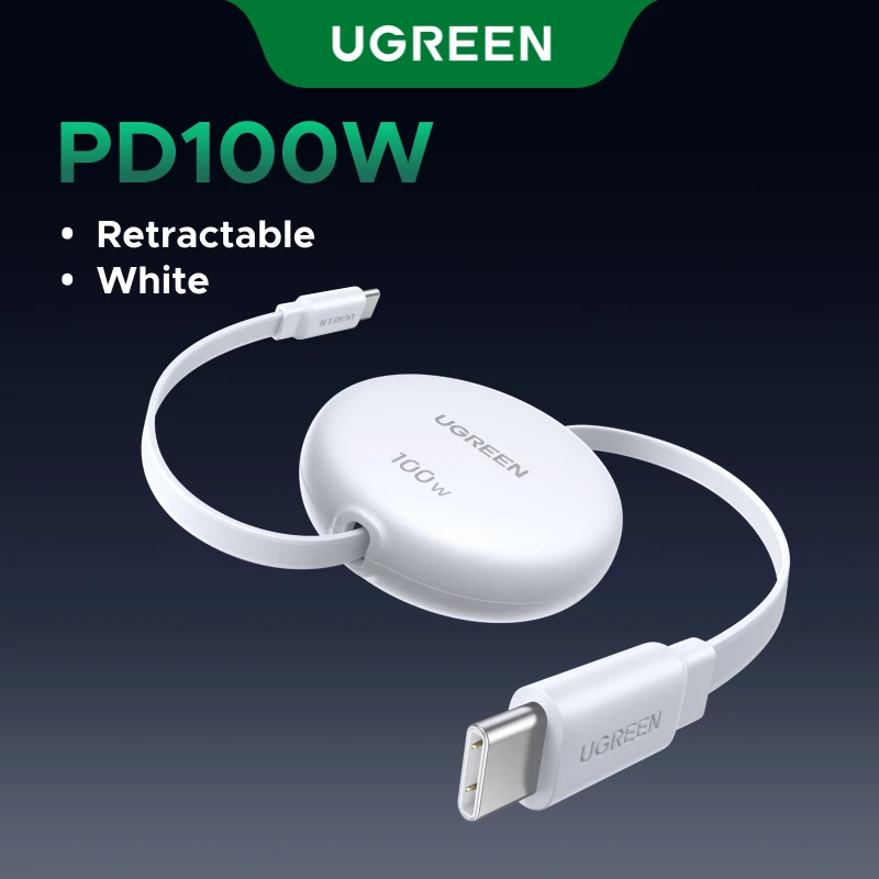 Ugreen retrátil pd 100w usb c para cabo usb c para iphone 17 16 15 ipad macbook cabo de dados de carregamento rápido tipo c cabo carregador