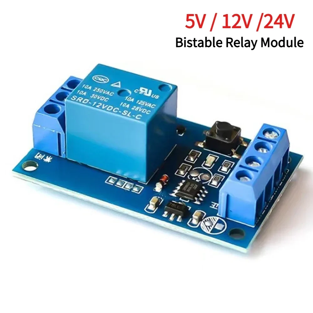1pcs Single Button Bistable Relay Module 5V/12V/24V One Key Car Modification Start-Stop Self locking Car Modification Switch