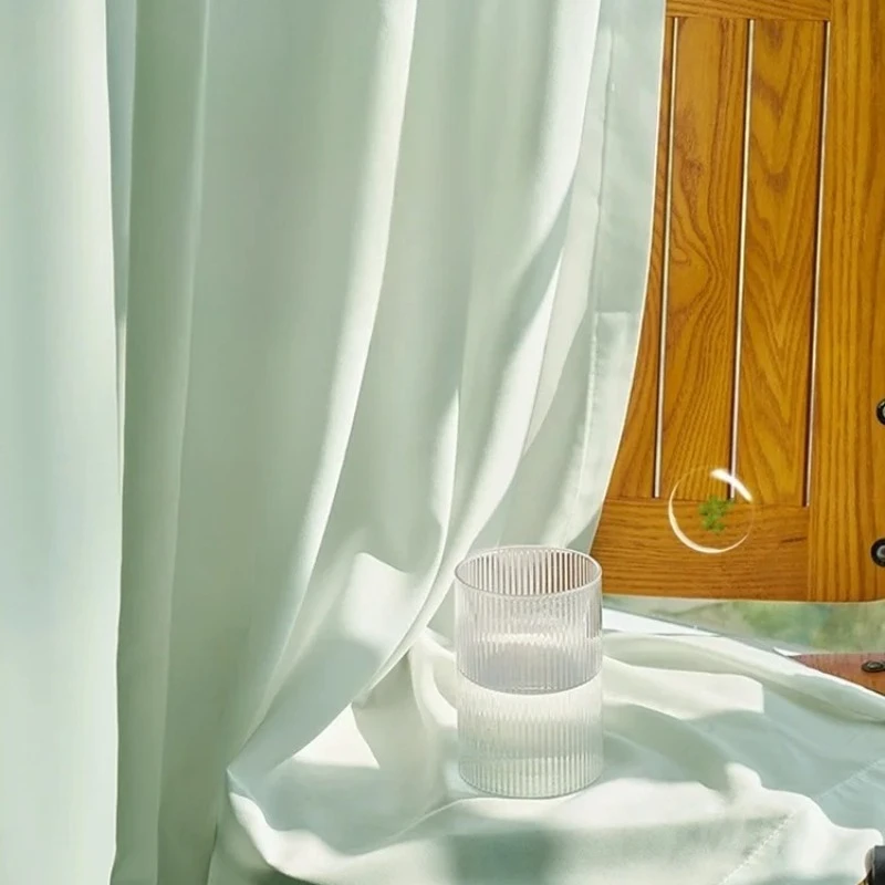 

Curtains for Bedroom Window Study Yoga Room Light Luxury Anti-Sight Lens Sheer Custom Meditation Space Drapes Lightweight Green