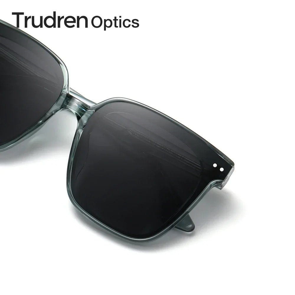 Trudren Unisex GM Sunglasses Korean Style Oversized Square Polarized Sun Glasses for Men Women With Studs On Flat Lenses 2503