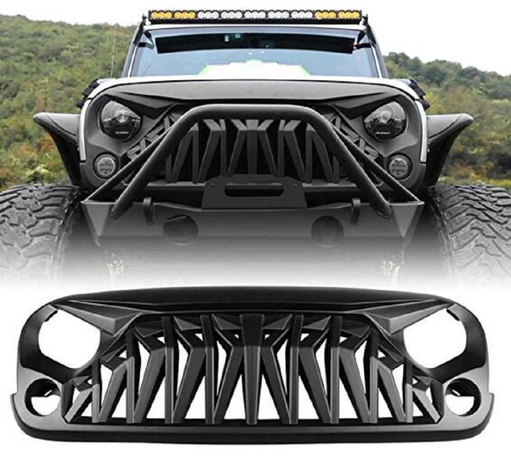 Angry Style Grille Car Front Bumper Grille Mesh Grill Racing Grills For Jeep Wrangler JK 2007-2017  J347 LantSun