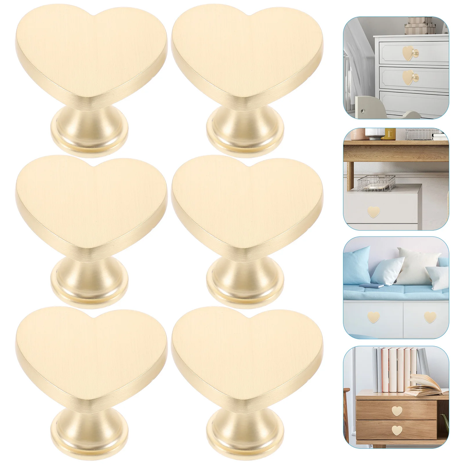 

6Pcs Heart Shaped Pull Handle Zinc Alloy Metal Drawer Pulls for Furniture Cabinet Door Replacement Dresser Knobs