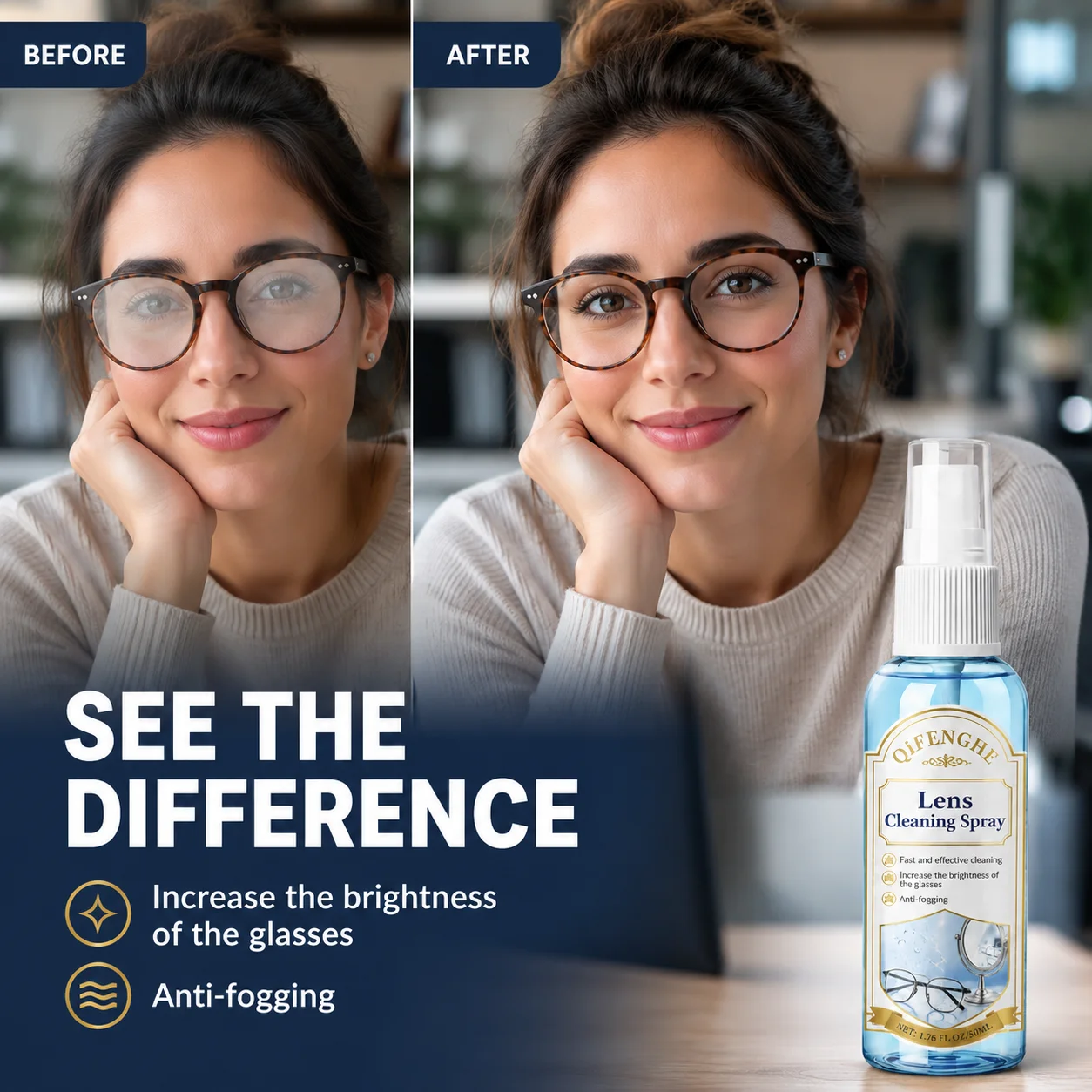 Lens Cleaning Spray Remove Dirt Streaks Anti-Fog Formula Boost Lens Clarity Deliver Clear Fog-Free Vision For Eyeglasses