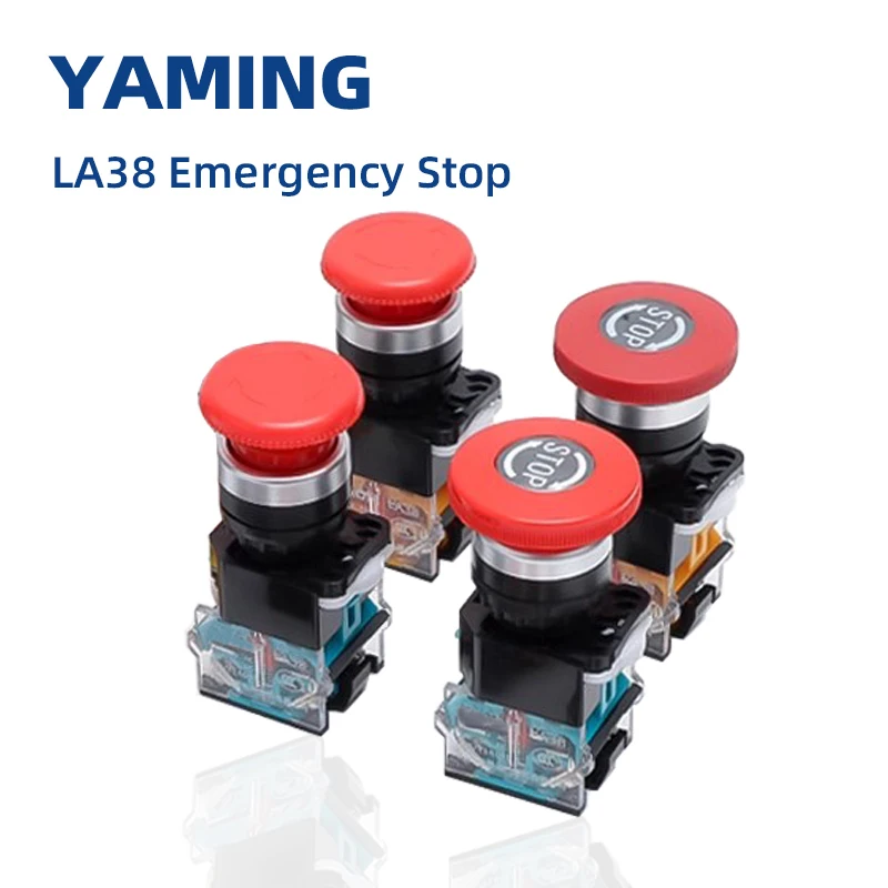 10pcs Emergency Stop LA38-11ZS Self-Locking 10A 380V 22mm Head Power Control Mushroom Push Button Switch 1 NO 1 NC