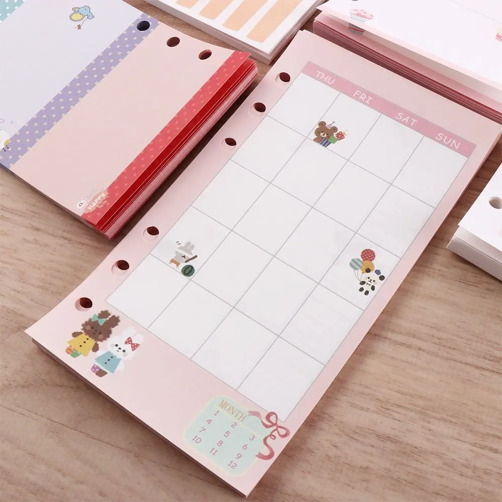 Students School Supplies Daily Planner A5 A6 40 sheet Weekly Paper Refill Binder Inner Pages Notebook Refill Loose Leaf