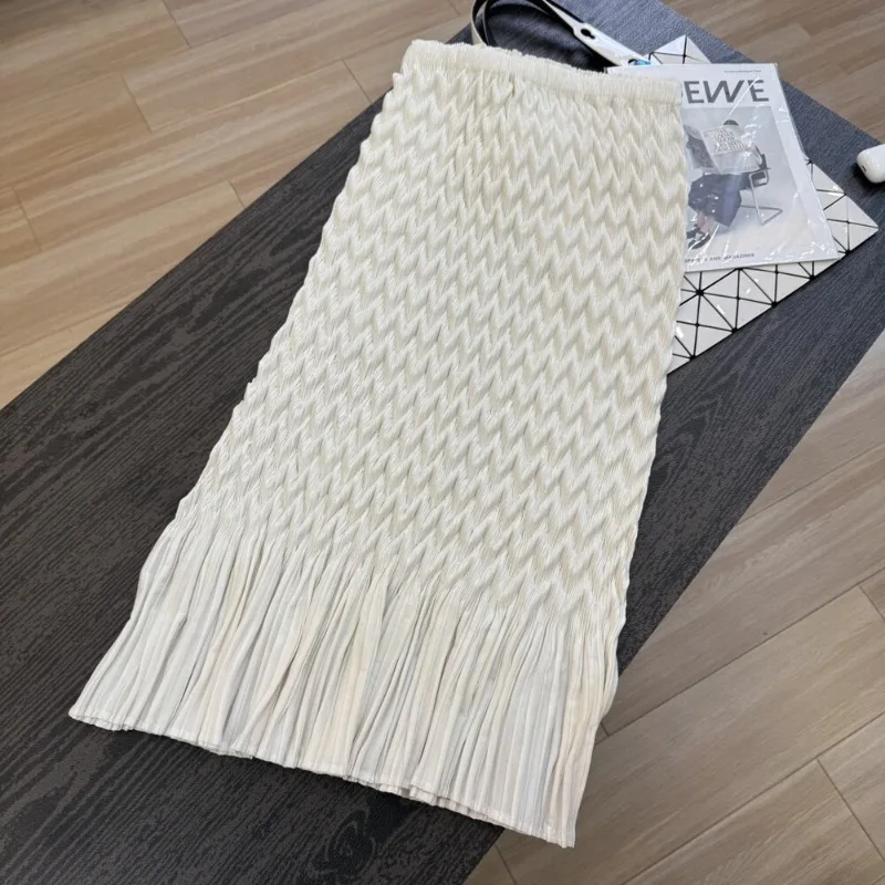 Miyake Pleated Skirt Women's Mid-Length Skirt with A Sense of Design and Sophistication 2026 Summer New Korean Style Skirt Pleat