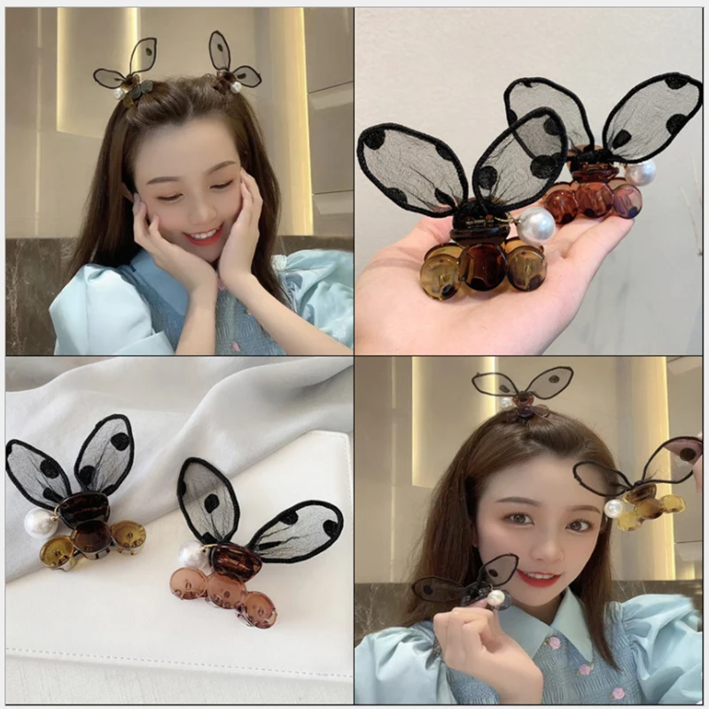 Cute Rabbit Ear Hair Claws  Acrylic Clamp Decoration Hairpin Hair Clips Pins Kawaii Headwear For Girls Korean Hair Accessories