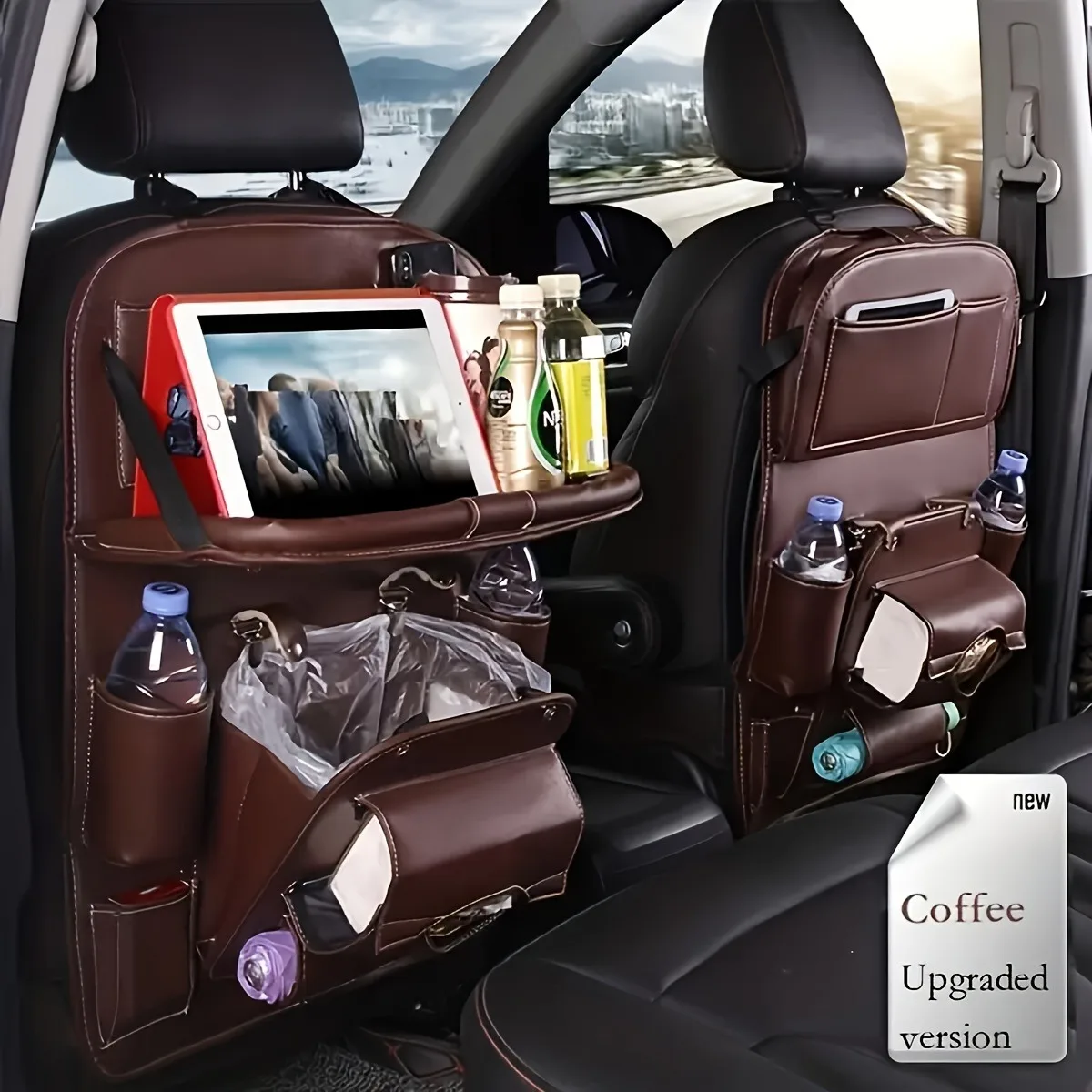 2025 جديد مقعد السيارة الخلفي التخزين المنظم حقيبة العالمي بولي Leather الجلود متعددة الوظائف صندوق تخزين تستيفها جيب السيارات التصميم