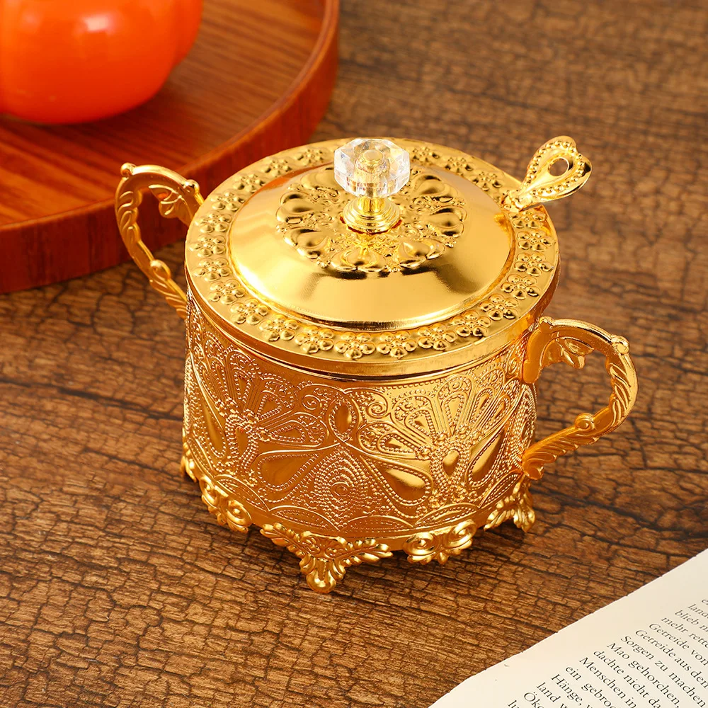 textured sugar cup, family kitchen monosodium glutamate white sugar storage tank fashion relief exquisite seasoning tank