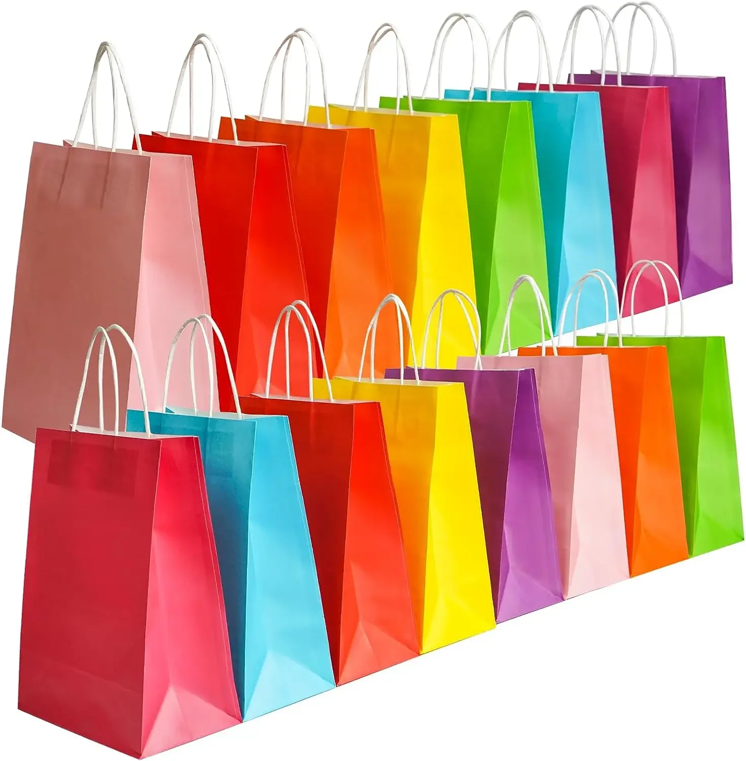 50PCS Paper Gift Bags With Handles Bulk Paper Shopping Bags Kraft Bags Party Favor Bags Retail Merchandise Bags Sacks