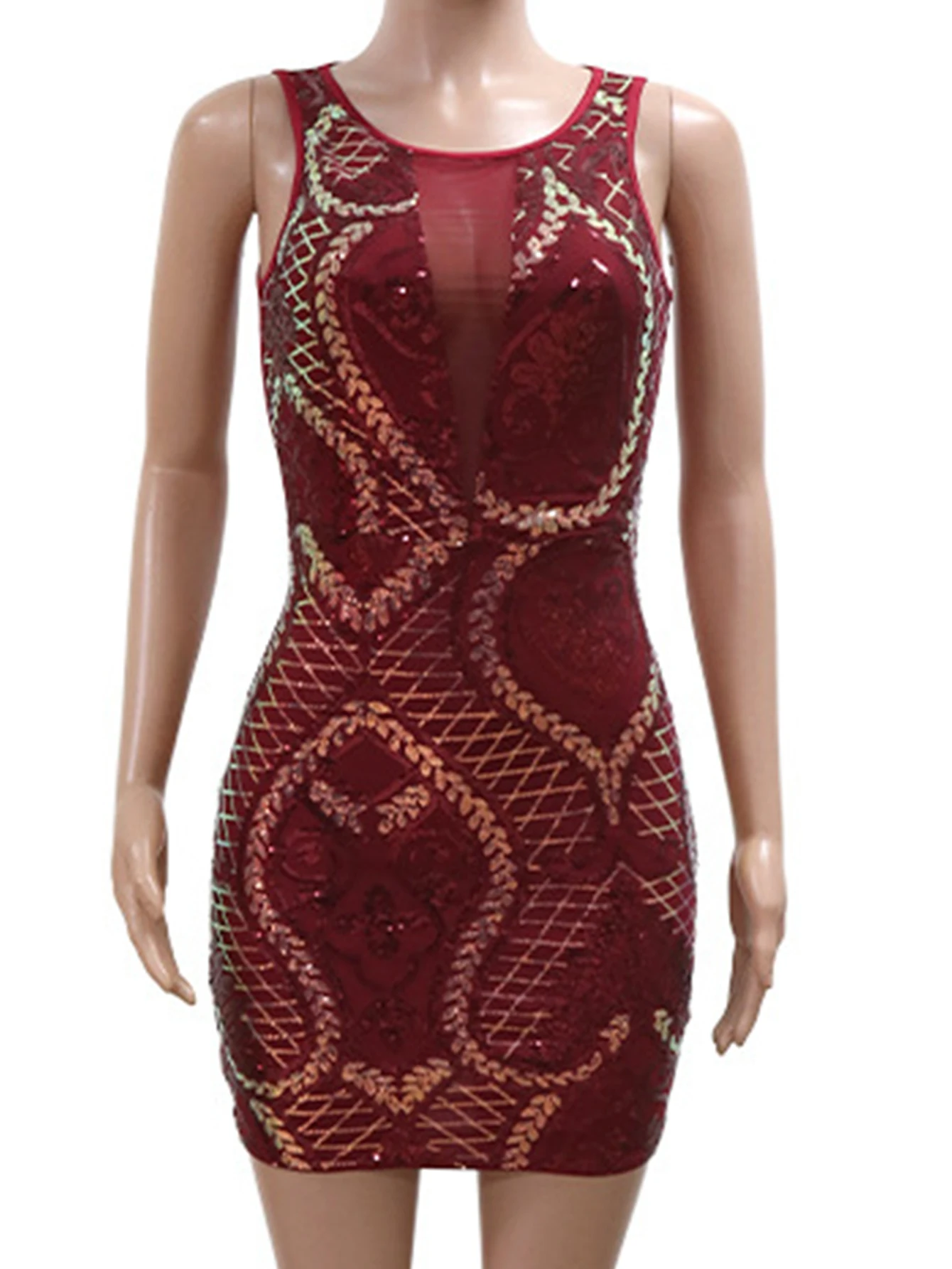 Sexy black see through sequin summer dress women elegant birthday evening party dresses woman bodycon club mini dress vestidos