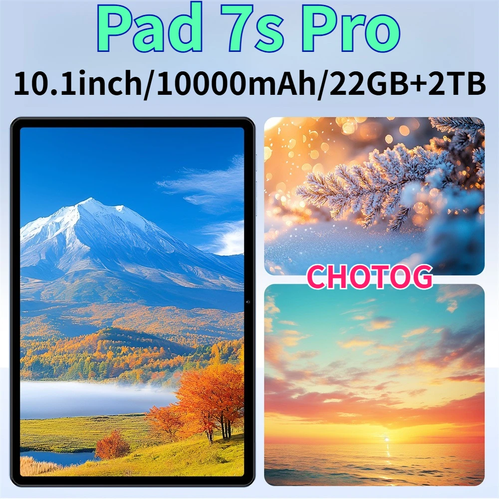 CHOTOG Original Pad 7s Pro 5G Tablet per bambini con doppia SIM 22GB+2TB Tablet da 10,1 pollici Android 15 Tablet da 10000mAh per bambini Tab PC