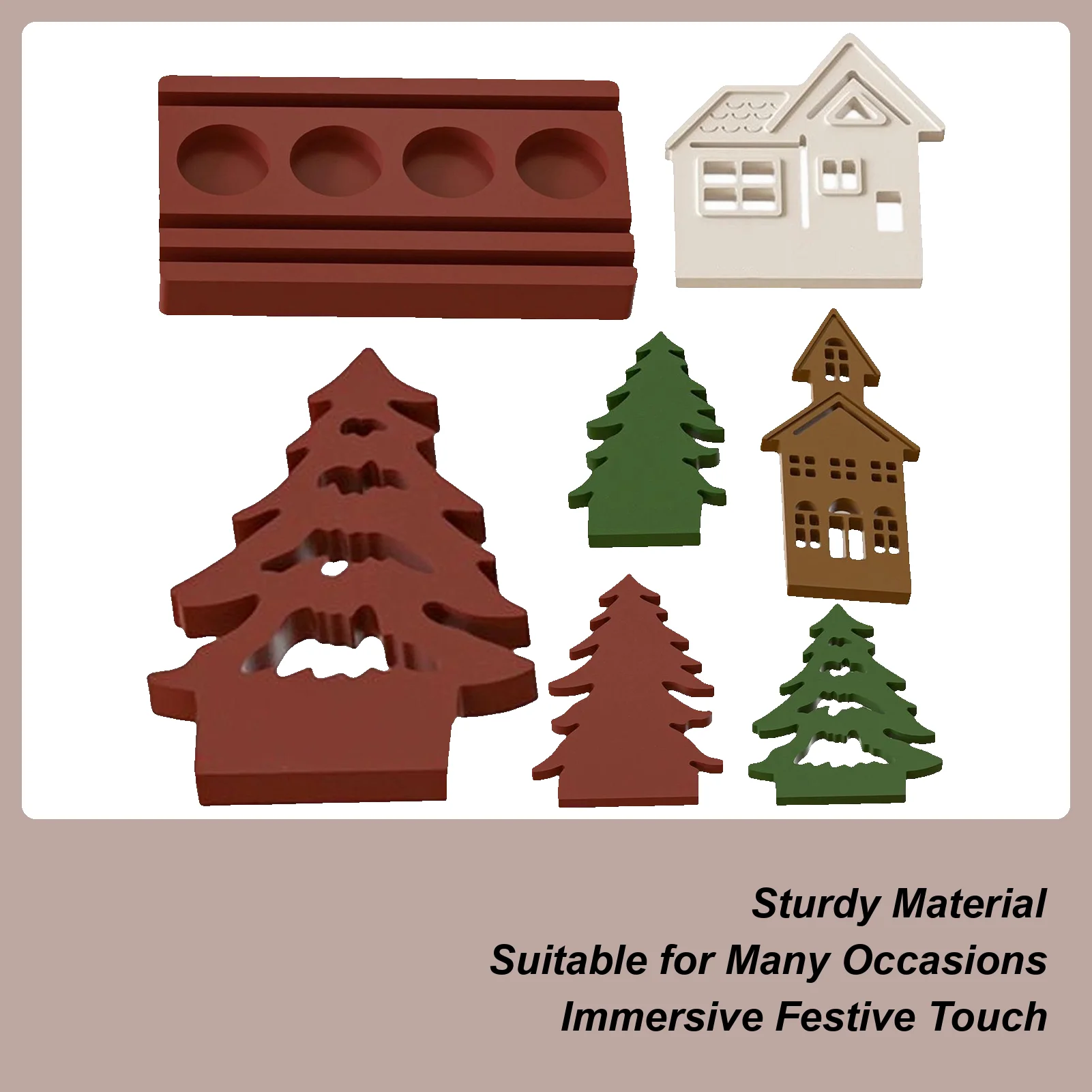 

Candle Holder Mold Christmas Tree House Plaster Mould Silicone Craft Mold Easy Release For Epoxy Resin Plaster Candle Holder
