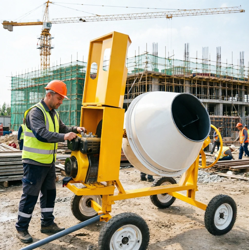 Hot seller Dual Power Optional Portable Concrete Mixer Tank Trailer Type Rotary Drum Overseas Civil Engineering Equipment