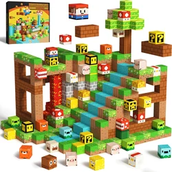 Bloques magnéticos de Super Mario, juguetes para niños y niñas, más de 3 cubos de construcción magnéticos Mine World, juego de vástago, juego de regalo sensorial para niños