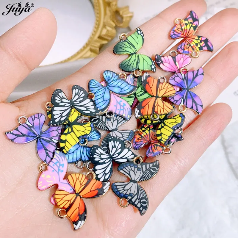 10 teile/los Bunte Druck Schmetterling Stecker Schmuck Erkenntnisse Zubehör Für DIY Machen Armbänder Liefert – Detail 4
