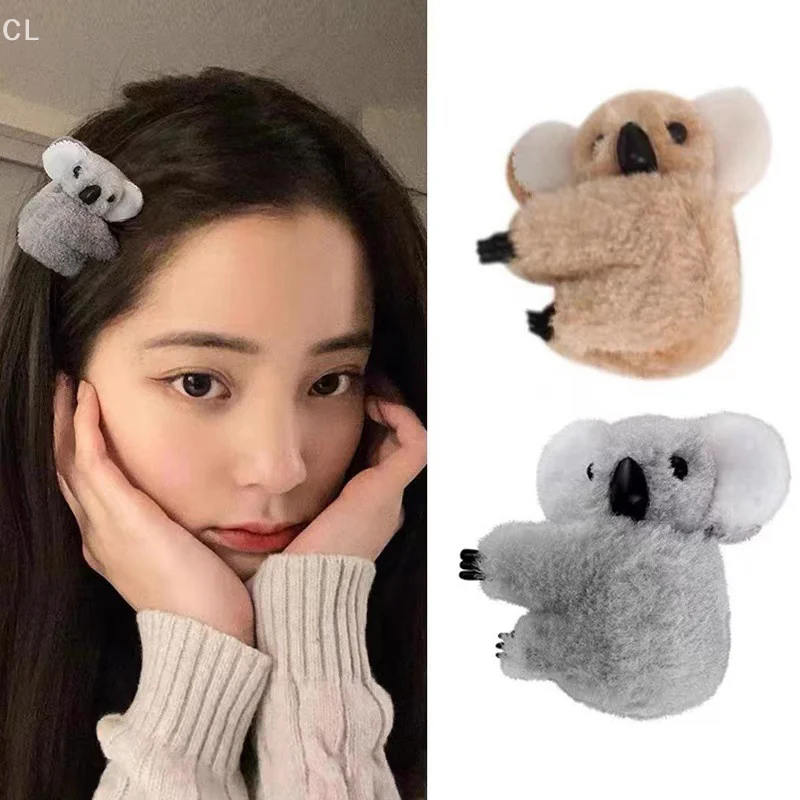 

Sweet Koala Bear Plush Hair Clips, Cute Kawaii Cartoon Animal Barrettes for Girls