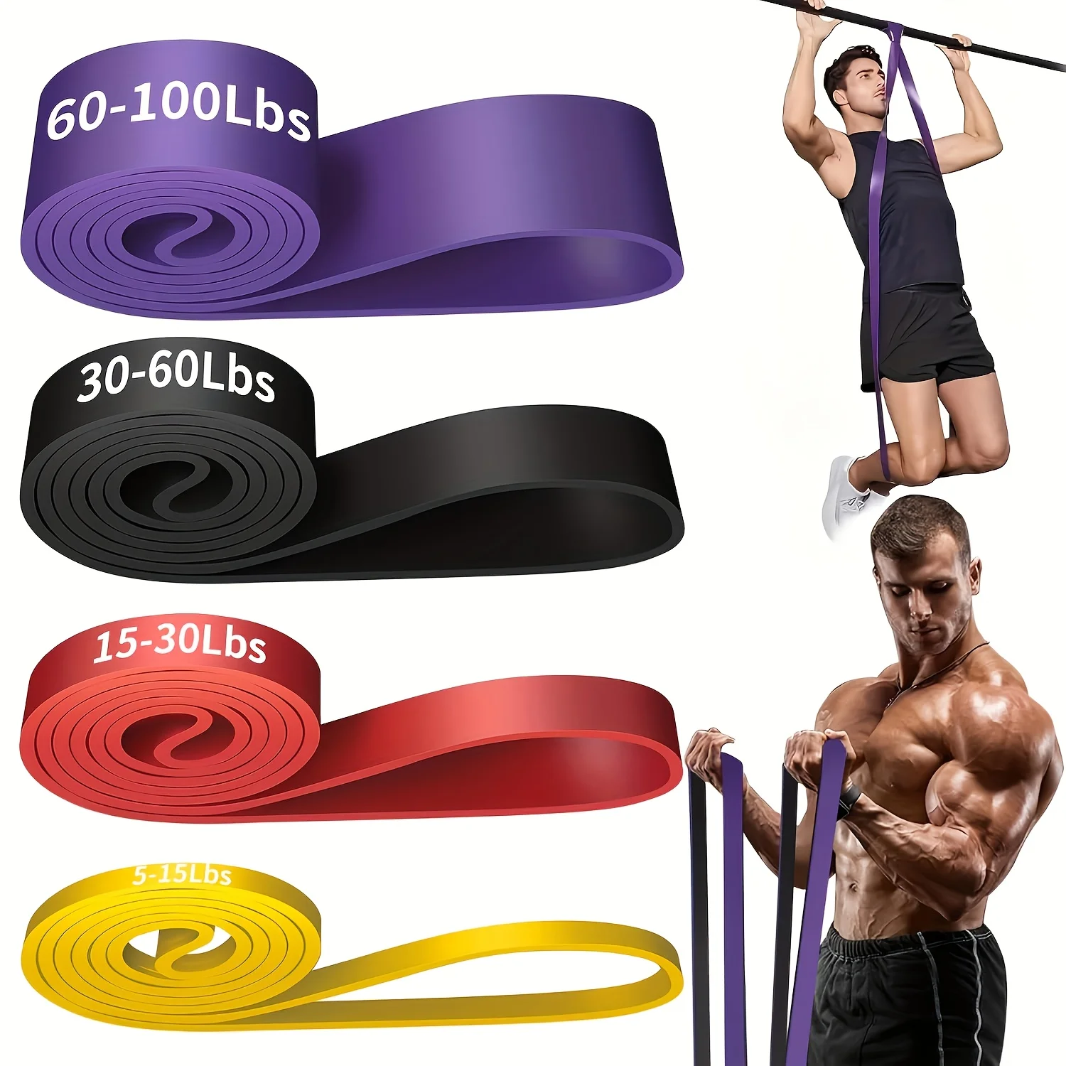 Stackable Resistance Band Set for Muscle Training, Exercise, Fitness, Shaping, Tpe Material, Suitable for Gym, Home, Outdoor Use