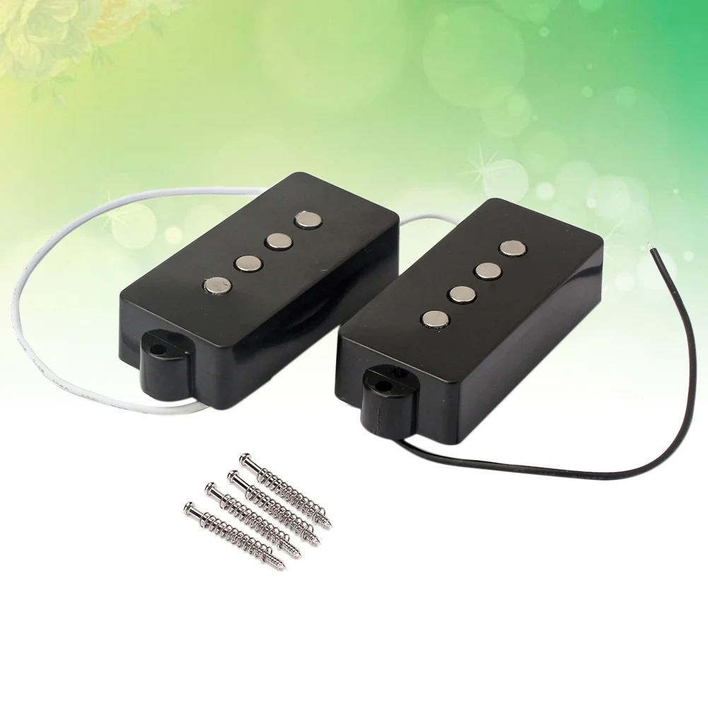 4 String Bass Pickups Set Black Open Style For Pb Electric Bass Guitar Replacement V Medium Output Wax Potted Rich