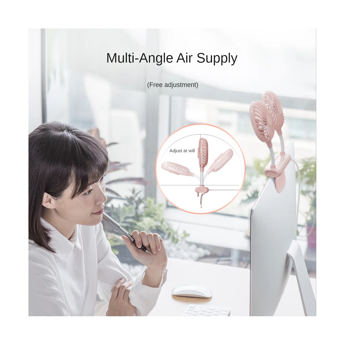 ポータブル扇風機,オフィスファン,学生,教室,寮の画面,デュアルUSBポート,ピンク