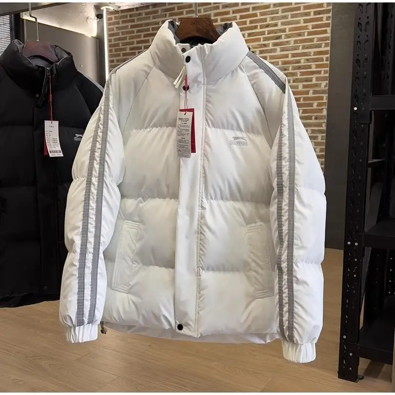 

Thiened Padded Jaet Men's Winter Warm Windproof Cotton Clothes Side Weave High Fluffy Casual Stand Collar ort Sle