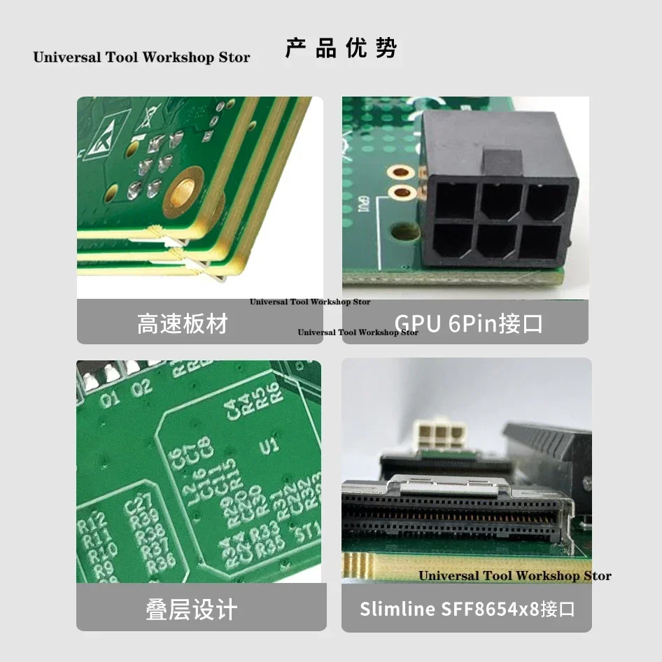 PCIE X16 Expansion Card 4/2 Graphics Card Slot Adapter Card No Split Desktop Server AI Deep Learning