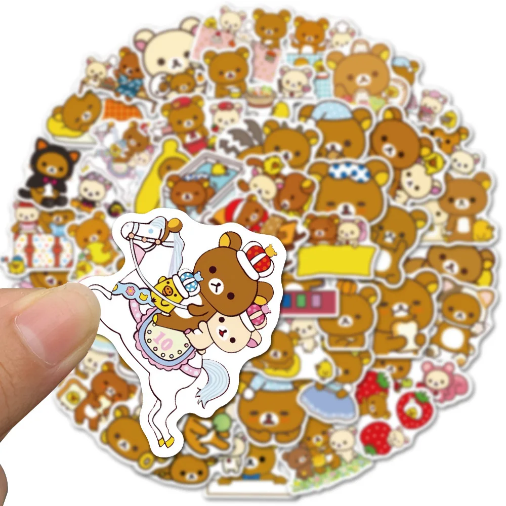 50Pcs Cute Rilakkuma Bear Sticker Kawaii Cartoon Stickers For Guitar DIY Toy Bicycle Skateboard Laptop Luggage Decor