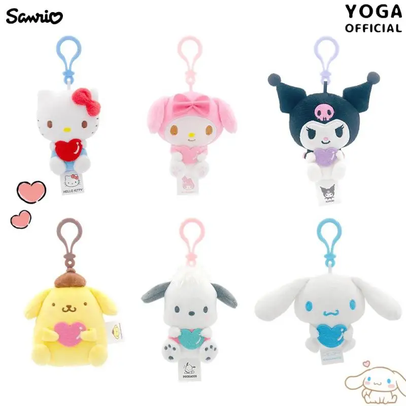 LLavero de muñeco de peluche de Hello Kitty de 10Cm, llavero de muñeco de amor Sanrio, llavero con colgante Kawaii de dibujos animados, bolso bonito para niña, regalo colgante